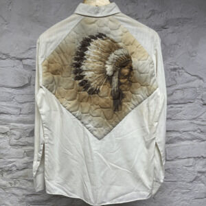 Kennington Button Shirt Native American Chief Quilted Yoke Western Style Vintage